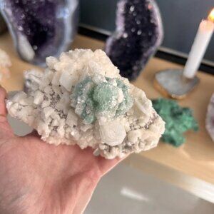 Rare Fish‑Eye Specimen, Maharashtra Pink, Blue, Green Crystal Display Stone